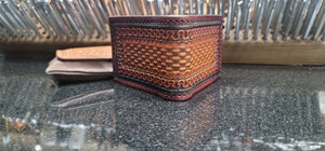 Basket Stamped, Serpentine Pattern money clip wallet