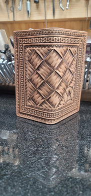 Natural Hand Cut Basket Stamped Roper Wallet