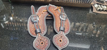 Load image into Gallery viewer, Buckle over bib style spur straps with serpentine pattern