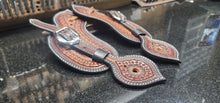 Load image into Gallery viewer, Buckle over bib style spur straps with serpentine pattern