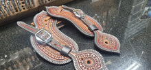 Load image into Gallery viewer, Buckle over bib style spur straps with serpentine pattern